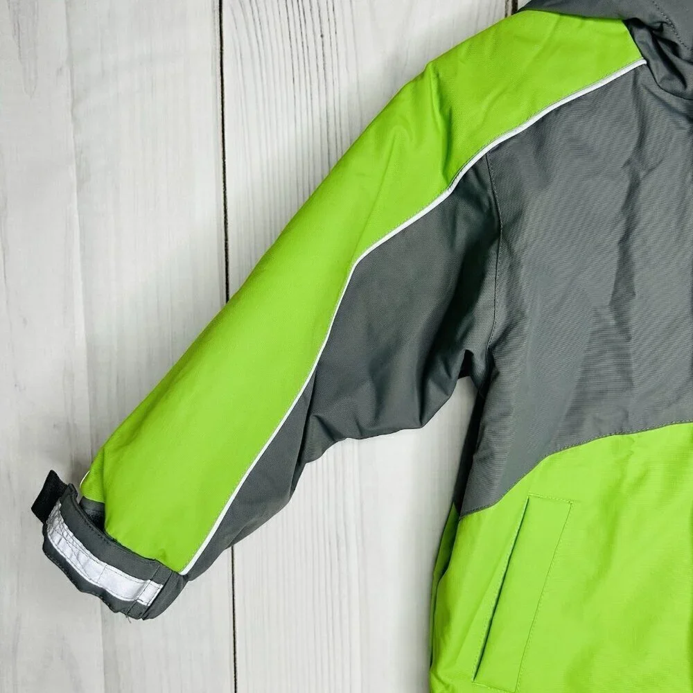 Hanna Andersson Sz 100 (4) Boys Green Gray Fleece Lined Hooded Parka Jacket